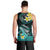 Hawaii Men Tank Top Polynesian Shark with Kakau Turquoise Version LT01 - Polynesian Pride