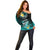 Hawaii Off Shoulder Sweater Polynesian Shark with Kakau Turquoise Version LT01 - Polynesian Pride