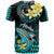 Hawaii T Shirt Polynesian Shark with Kakau Turquoise Version LT01 - Polynesian Pride