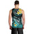 Personalised Hawaii Men Tank Top Polynesian Shark with Kakau Turquoise Version LT01 - Polynesian Pride