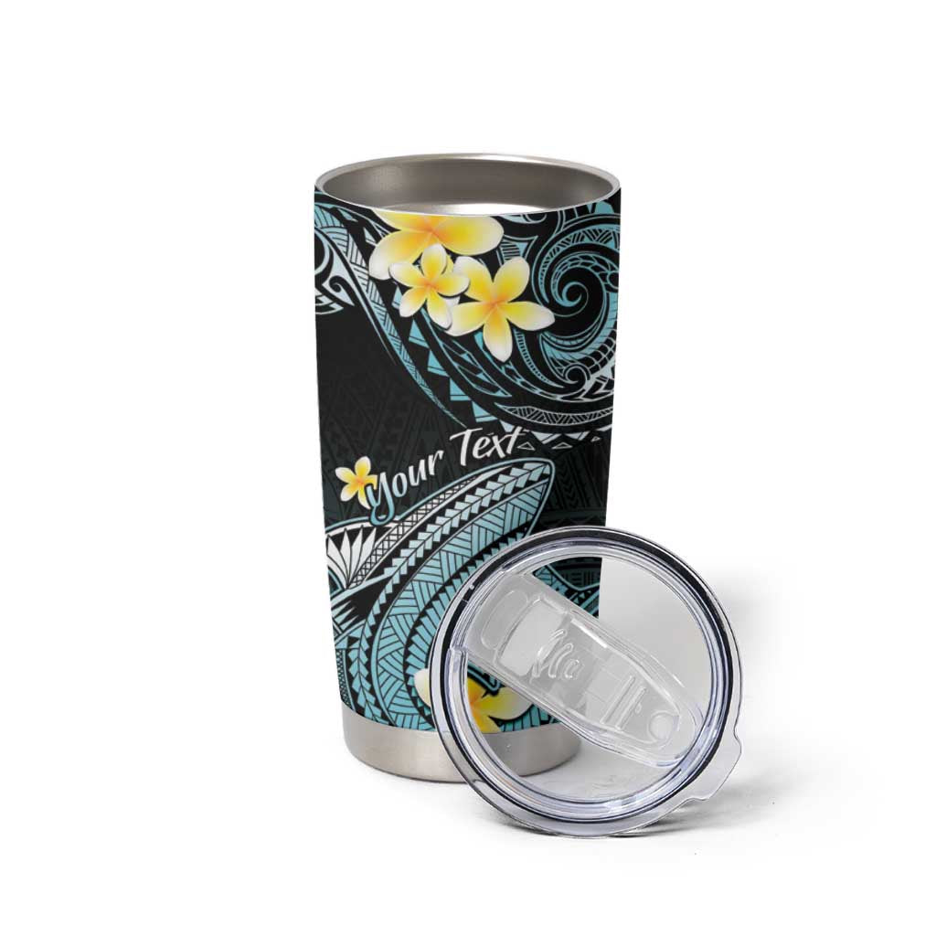 Personalised Hawaii Tumbler Cup Polynesian Shark with Kakau Turquoise Version
