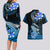 Hawaii Couples Matching Long Sleeve Bodycon Dress and Hawaiian Shirt Polynesian Shark with Kakau Blue Version LT01 - Polynesian Pride