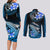 Hawaii Couples Matching Long Sleeve Bodycon Dress and Long Sleeve Button Shirts Polynesian Shark with Kakau Blue Version LT01 - Polynesian Pride