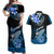 Hawaii Couples Matching Off Shoulder Maxi Dress and Hawaiian Shirt Polynesian Shark with Kakau Blue Version LT01 Blue - Polynesian Pride