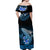 Hawaii Off Shoulder Maxi Dress Polynesian Shark with Kakau Blue Version LT01 - Polynesian Pride