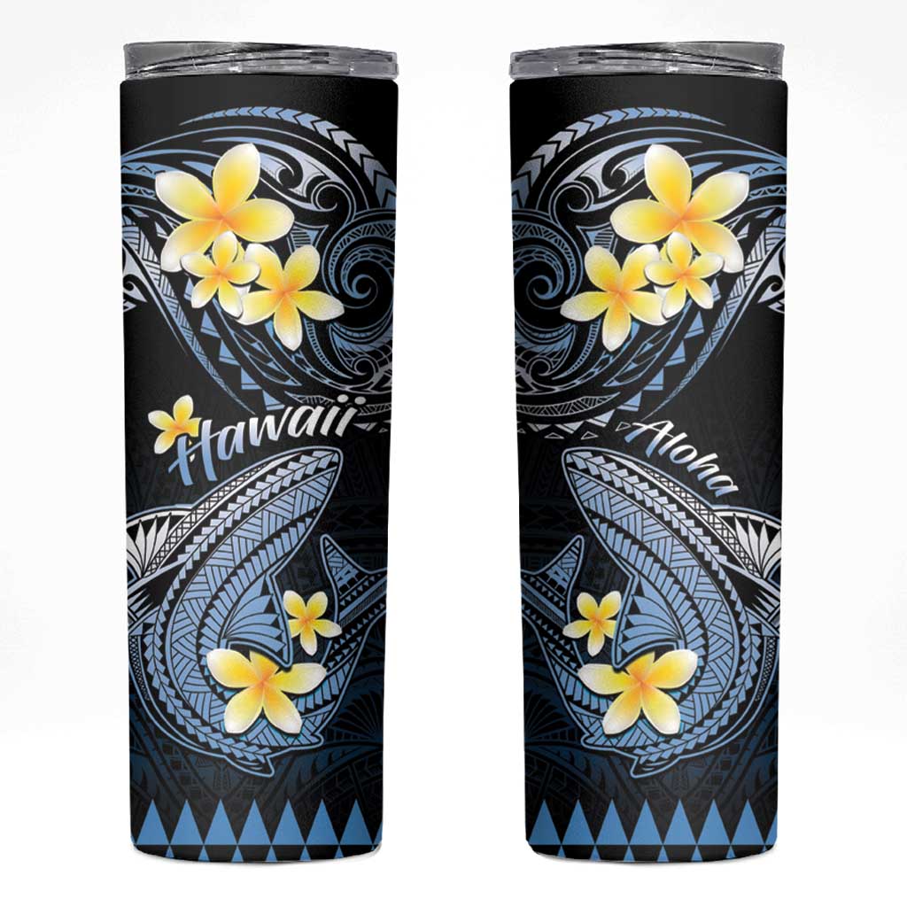Hawaii Skinny Tumbler Polynesian Shark with Kakau Blue Version