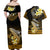 Hawaii Couples Matching Off Shoulder Maxi Dress and Hawaiian Shirt Polynesian Shark with Kakau Gold Version LT01 - Polynesian Pride