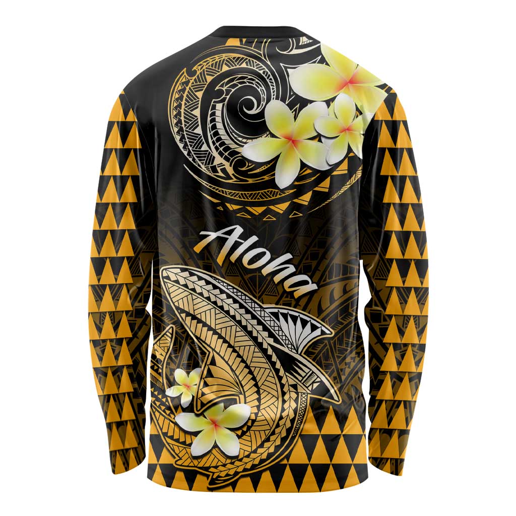 Hawaii Long Sleeve Shirt Polynesian Shark with Kakau Gold Version LT01 - Polynesian Pride