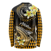 Hawaii Long Sleeve Shirt Polynesian Shark with Kakau Gold Version LT01 - Polynesian Pride