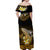 Hawaii Off Shoulder Maxi Dress Polynesian Shark with Kakau Gold Version LT01 - Polynesian Pride