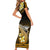 Hawaii Short Sleeve Bodycon Dress Polynesian Shark with Kakau Gold Version LT01 - Polynesian Pride