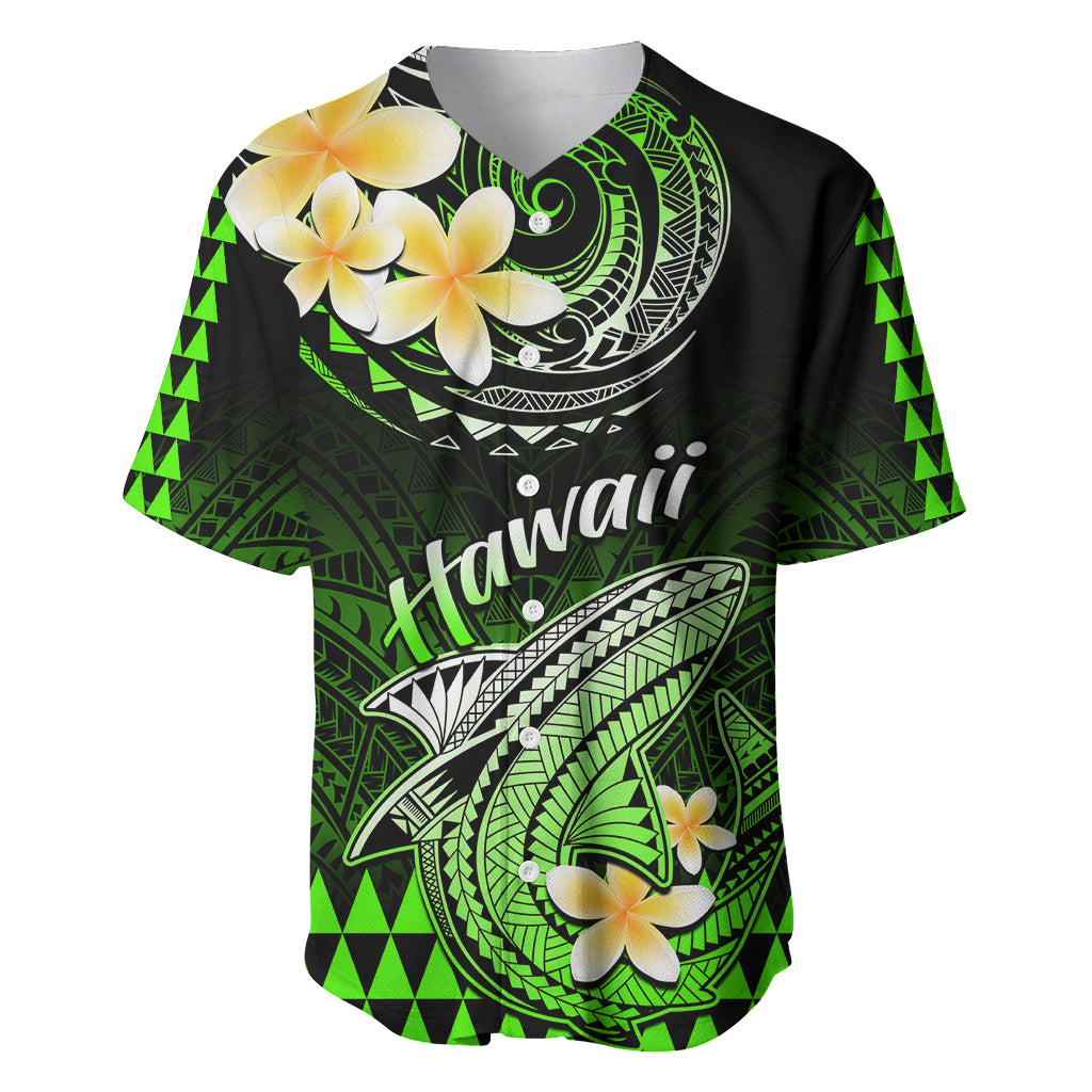 Hawaii Baseball Jersey Polynesian Shark with Kakau Green Version LT01 Green - Polynesian Pride