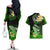 Hawaii Couples Matching Off The Shoulder Long Sleeve Dress and Hawaiian Shirt Polynesian Shark with Kakau Green Version LT01 - Polynesian Pride