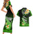 Hawaii Couples Matching Short Sleeve Bodycon Dress and Hawaiian Shirt Polynesian Shark with Kakau Green Version LT01 - Polynesian Pride