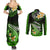 Hawaii Couples Matching Summer Maxi Dress and Long Sleeve Button Shirts Polynesian Shark with Kakau Green Version LT01 - Polynesian Pride