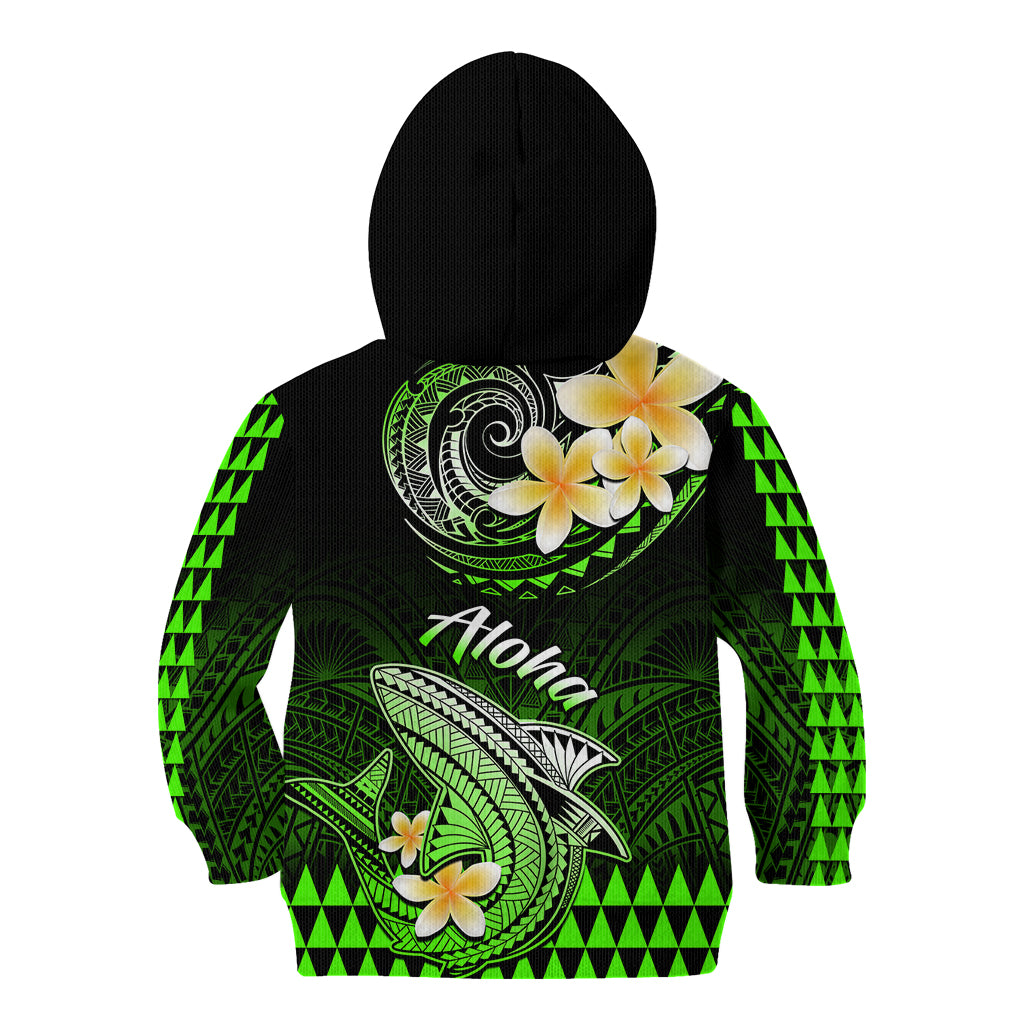 Hawaii Kid Hoodie Polynesian Shark with Kakau Green Version LT01 - Polynesian Pride