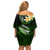 Hawaii Off Shoulder Short Dress Polynesian Shark with Kakau Green Version LT01 - Polynesian Pride