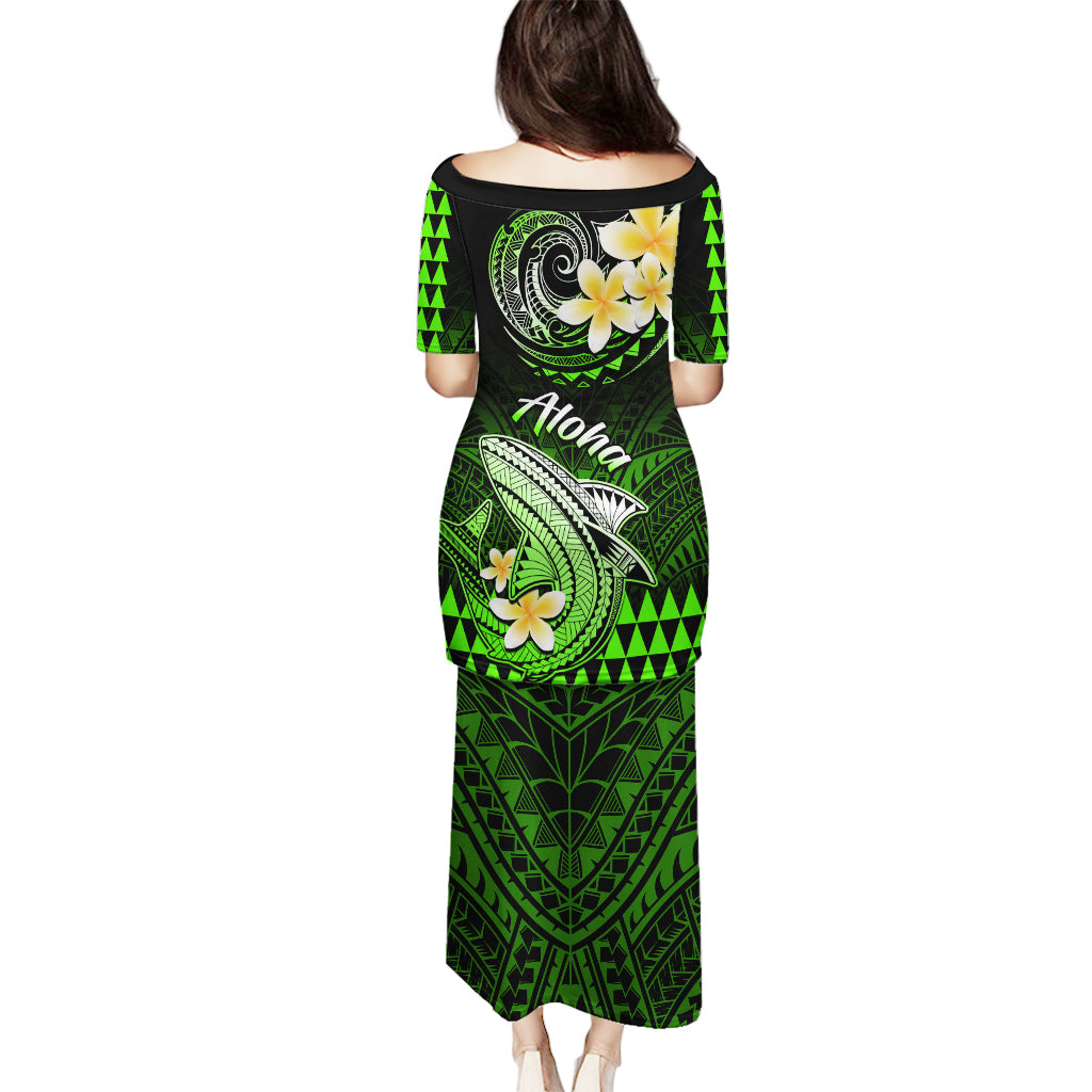 Hawaii Puletasi Polynesian Shark with Kakau Green Version LT01 - Polynesian Pride
