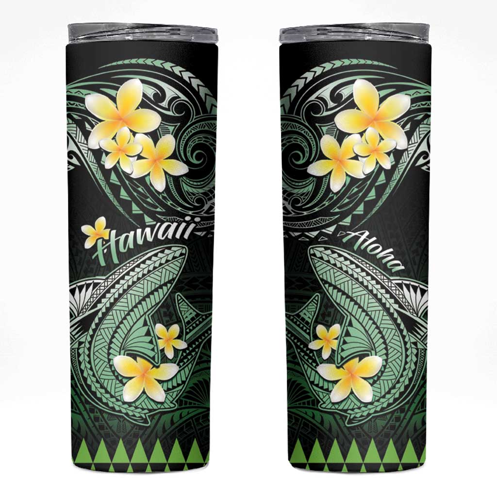 Hawaii Skinny Tumbler Polynesian Shark with Kakau Green Version