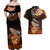 Hawaii Couples Matching Off Shoulder Maxi Dress and Hawaiian Shirt Polynesian Shark with Kakau Orange Version LT01 - Polynesian Pride