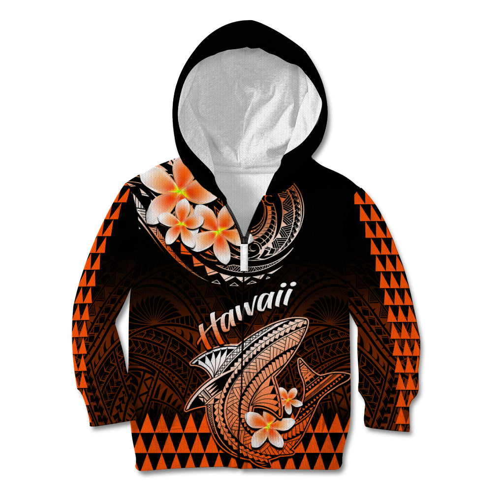 Hawaii Kid Hoodie Polynesian Shark with Kakau Orange Version LT01 - Polynesian Pride