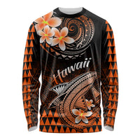 Hawaii Long Sleeve Shirt Polynesian Shark with Kakau Orange Version LT01 Unisex Orange - Polynesian Pride
