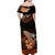 Hawaii Off Shoulder Maxi Dress Polynesian Shark with Kakau Orange Version LT01 - Polynesian Pride