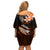 Hawaii Off Shoulder Short Dress Polynesian Shark with Kakau Orange Version LT01 - Polynesian Pride