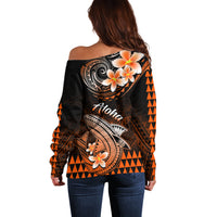 Hawaii Off Shoulder Sweater Polynesian Shark with Kakau Orange Version LT01 - Polynesian Pride