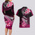 Hawaii Couples Matching Long Sleeve Bodycon Dress and Hawaiian Shirt Polynesian Shark with Kakau Pink Version LT01 - Polynesian Pride