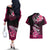 Hawaii Couples Matching Off The Shoulder Long Sleeve Dress and Hawaiian Shirt Polynesian Shark with Kakau Pink Version LT01 - Polynesian Pride