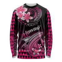 Hawaii Long Sleeve Shirt Polynesian Shark with Kakau Pink Version LT01 Unisex Pink - Polynesian Pride