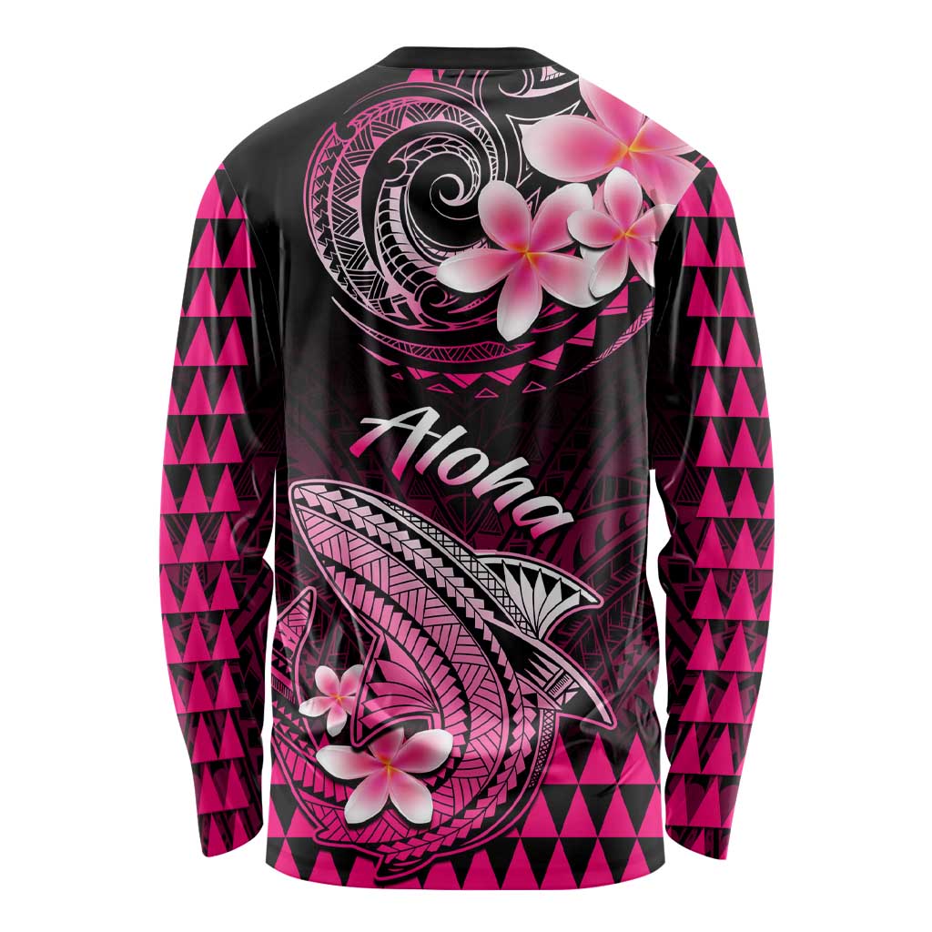 Hawaii Long Sleeve Shirt Polynesian Shark with Kakau Pink Version LT01 - Polynesian Pride