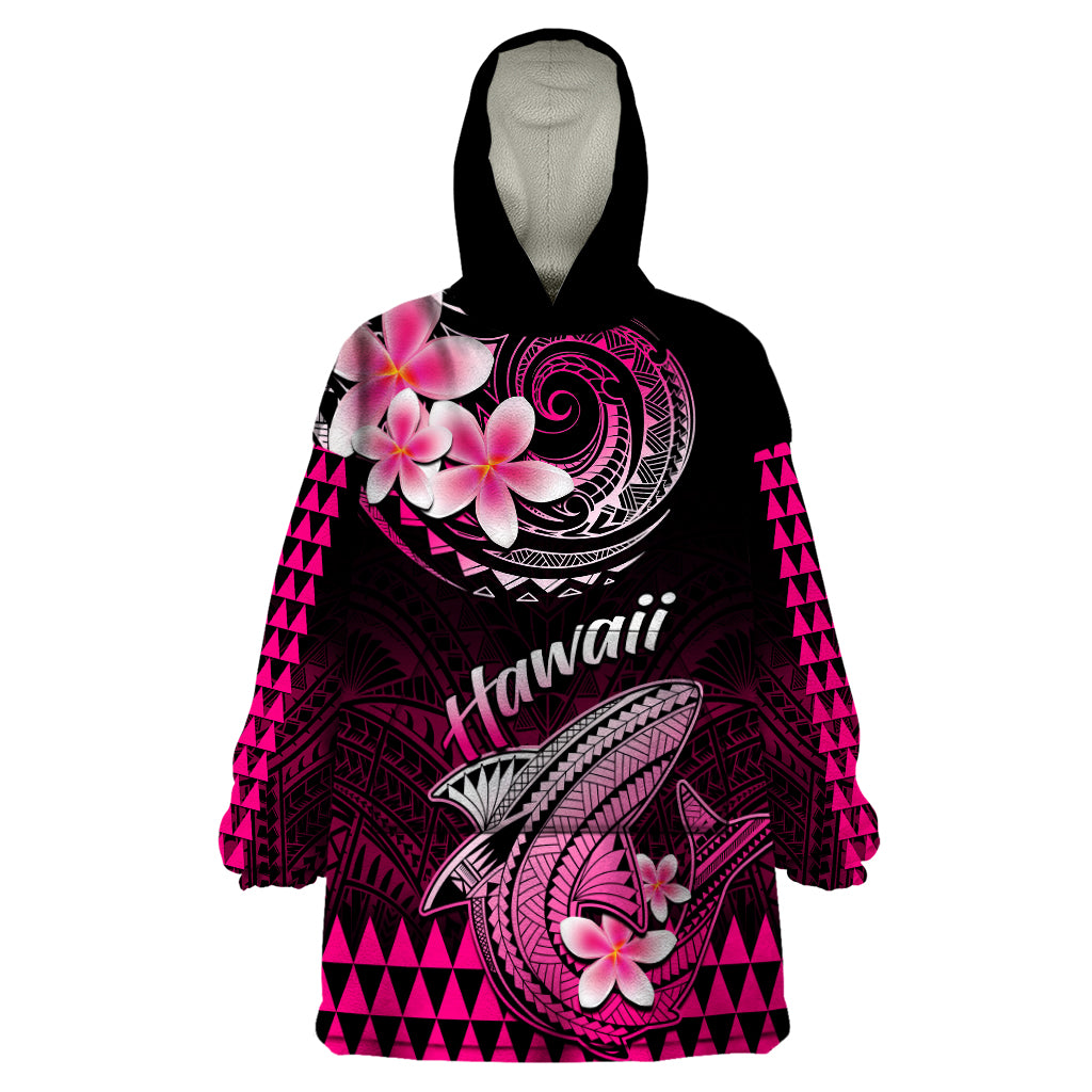 Hawaii Wearable Blanket Hoodie Polynesian Shark with Kakau Pink Version LT01 One Size Pink - Polynesian Pride