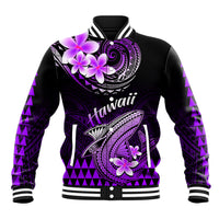 Hawaii Baseball Jacket Polynesian Shark with Kakau Purple Version LT01 Unisex Purple - Polynesian Pride