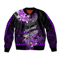 Hawaii Bomber Jacket Polynesian Shark with Kakau Purple Version LT01 Unisex Purple - Polynesian Pride