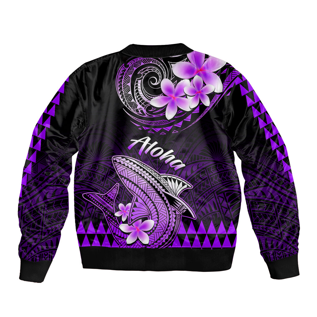Hawaii Bomber Jacket Polynesian Shark with Kakau Purple Version LT01 - Polynesian Pride