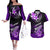 Hawaii Couples Matching Off The Shoulder Long Sleeve Dress and Hawaiian Shirt Polynesian Shark with Kakau Purple Version LT01 Purple - Polynesian Pride