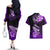 Hawaii Couples Matching Off The Shoulder Long Sleeve Dress and Hawaiian Shirt Polynesian Shark with Kakau Purple Version LT01 - Polynesian Pride