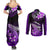 Hawaii Couples Matching Summer Maxi Dress and Long Sleeve Button Shirts Polynesian Shark with Kakau Purple Version LT01 - Polynesian Pride