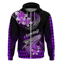 Hawaii Hoodie Polynesian Shark with Kakau Purple Version LT01 Zip Hoodie Purple - Polynesian Pride