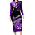 Hawaii Long Sleeve Bodycon Dress Polynesian Shark with Kakau Purple Version LT01 Long Dress Purple - Polynesian Pride