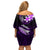 Hawaii Off Shoulder Short Dress Polynesian Shark with Kakau Purple Version LT01 - Polynesian Pride