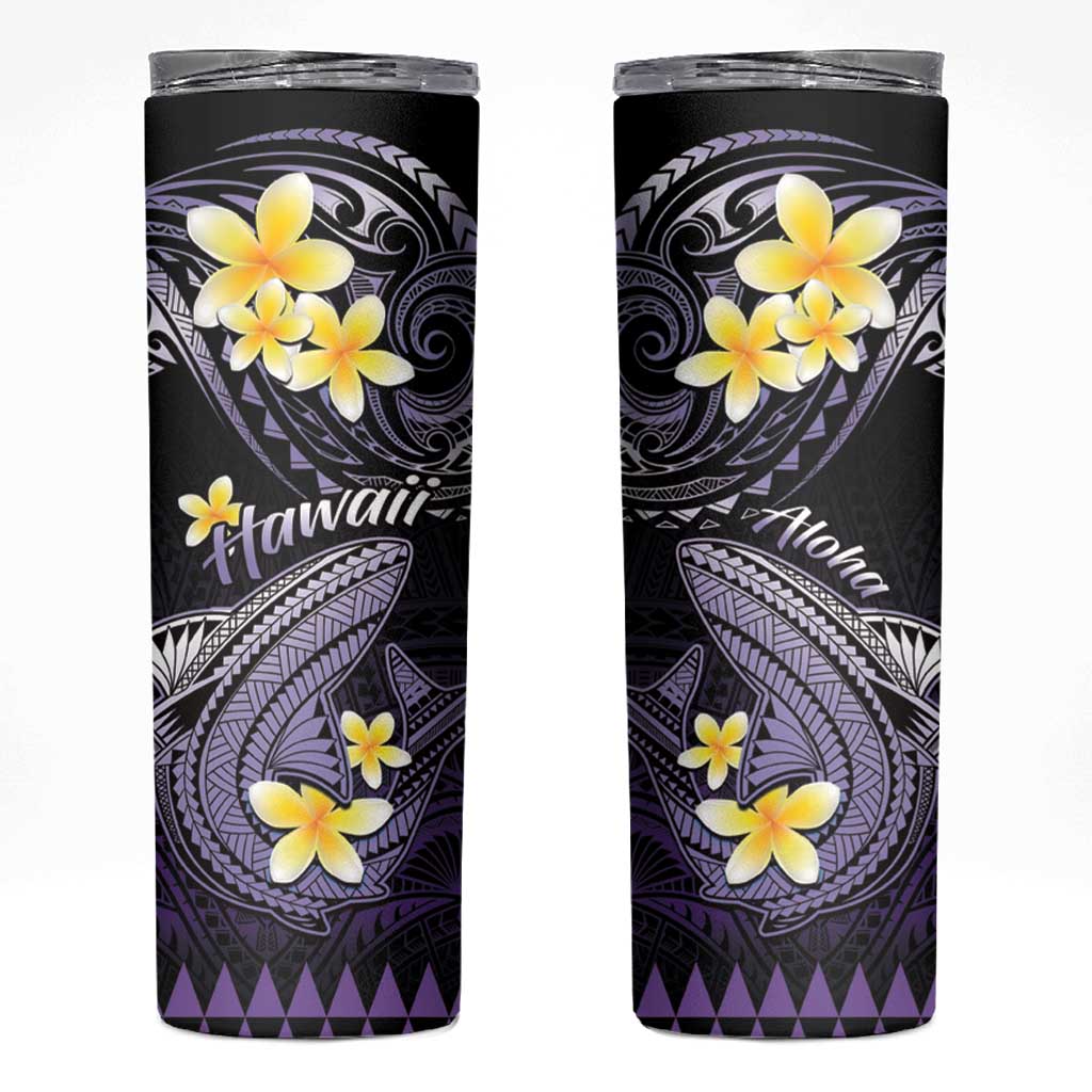 Hawaii Skinny Tumbler Polynesian Shark with Kakau Purple Version