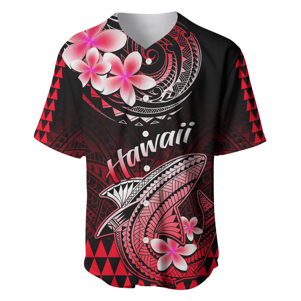 Hawaii Baseball Jersey Polynesian Shark with Kakau Red Version LT01 Red - Polynesian Pride