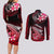 Hawaii Couples Matching Long Sleeve Bodycon Dress and Long Sleeve Button Shirts Polynesian Shark with Kakau Red Version LT01 - Polynesian Pride