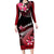 Hawaii Long Sleeve Bodycon Dress Polynesian Shark with Kakau Red Version LT01 Long Dress Red - Polynesian Pride