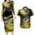 Hawaii Couples Matching Long Sleeve Bodycon Dress and Hawaiian Shirt Polynesian Shark with Kakau Yellow Version LT01 Yellow - Polynesian Pride