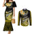 Hawaii Couples Matching Mermaid Dress and Long Sleeve Button Shirts Polynesian Shark with Kakau Yellow Version LT01 Yellow - Polynesian Pride