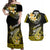 Hawaii Couples Matching Off Shoulder Maxi Dress and Hawaiian Shirt Polynesian Shark with Kakau Yellow Version LT01 Yellow - Polynesian Pride